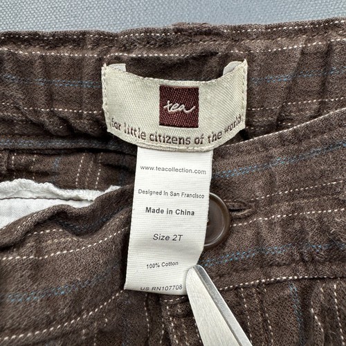 Tea Collection Kids Cargo Pants Size 2T Brown Striped Cotton Pockets Playwear - Picture 8 of 9
