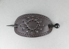 Drk Brown faux leather slide hair pin stick barrette accessory hairpin Starburst