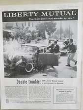 1959 Liberty Mutual Insurance   car accident spraying fire hydrant vintage ad