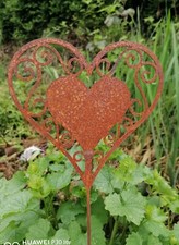 NEU! Gartenstecker Herz 75 cm lang aus Metall Edelrost Deko Rankhilfe Hochzeit