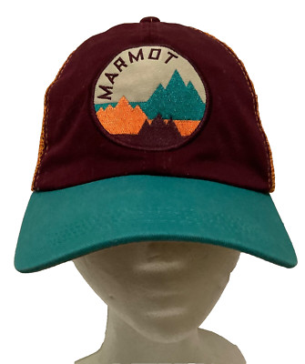 MARMOT Cap Adjustable Teal & Burgandy & Orange