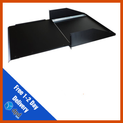 Penn Elcom 2U 368mm Sliding Rack Shelf Black | 19inch Sliding Rack