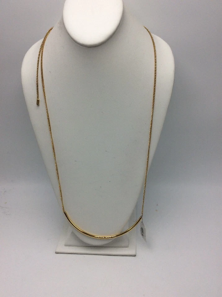 125 美元迈克尔·科尔斯 MKJ5792710 金色弧形条滑块 40 英寸长项链 MKD10 — 第 3/4 张图片