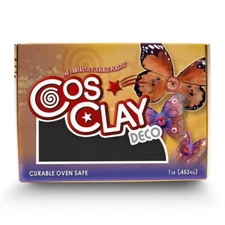 M00634 MOREZMORE 1 lb Cosclay DECO BLACK Flexible Polymer Clay Soft Grade