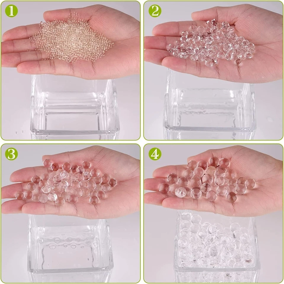 1000 CLEAR EXPANDING WATER BEADS SOIL CRYSTAL BIO GEL BALL PARTY VASE FILLER - Image 2 of 4