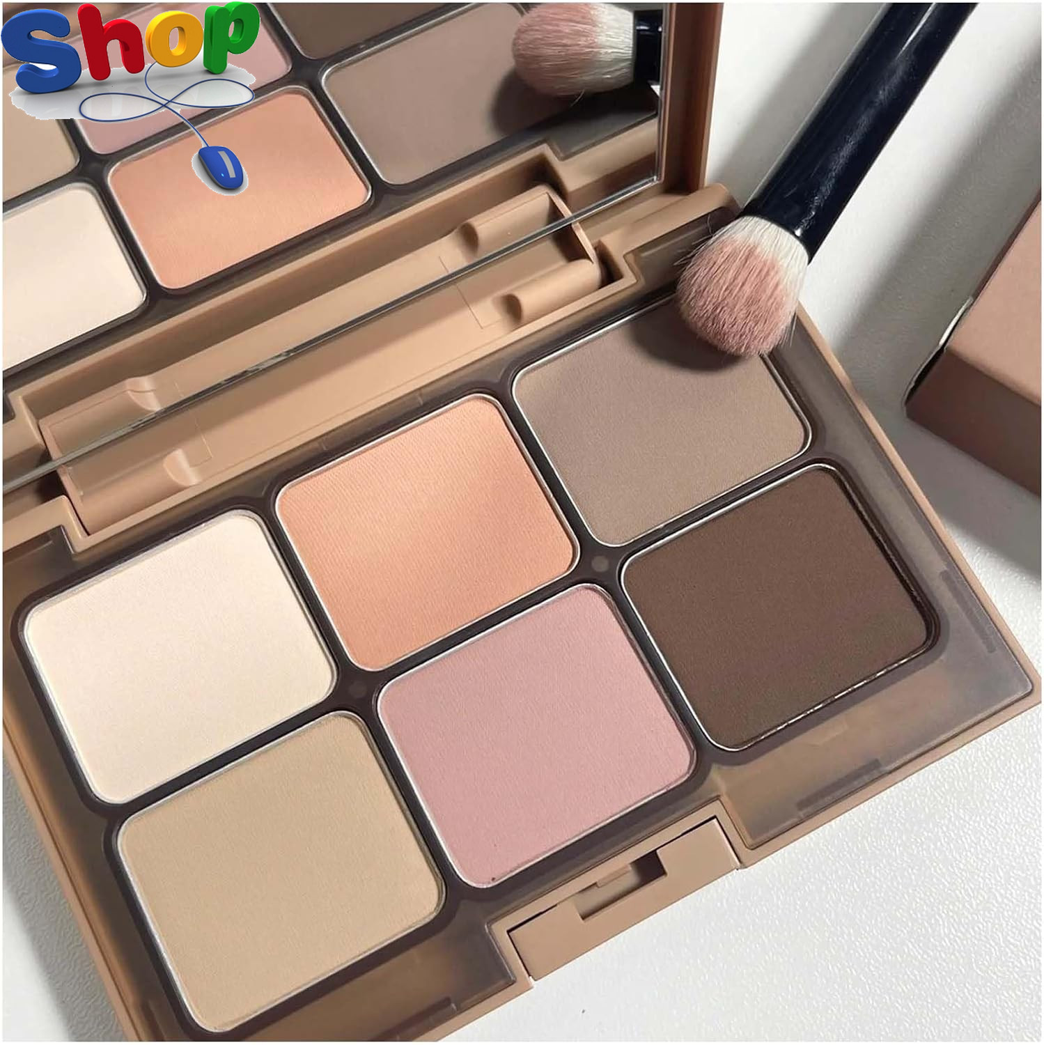 Neutral Nude Eyeshadow Palette - 6 Matte and Shimmer Shades for Smokey, Bronze E
