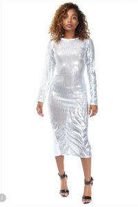 white and silver cocktail dress