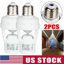 2X Infrared PIR Motion Sensor Bulb Holder E27 LED Light Lamp Socket Base Adapter