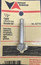 Vermont American 1/2" Carbide Tipped Ogee Router Bit 22715 USA