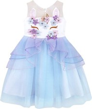 Cotrio Unicorn Costume Dress Flower Girls Pageant Party-Halloween...for 7-8 YRS