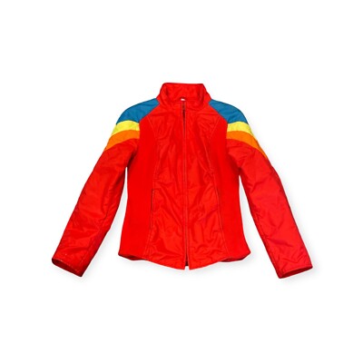 Vintage 80s Number One Sun Rainbow Ski Jacket Red Blue Orange