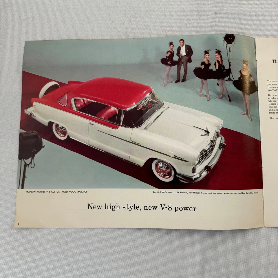 Hudson Hornet and Wasp 1955 folleto de venta de autos catálogo publicidad vintage Foto 2 de 4