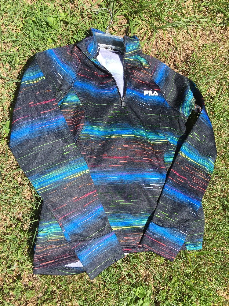 Fila Arcobaleno Nero Performance Corsa Yoga Ciclismo Manica Lunga Camicia Donna