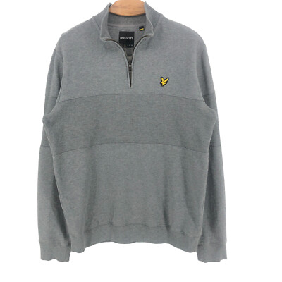 LYLE & SCOTT Herren 1/4 Zip Hoher Kragen Grauer Pullover Größe M