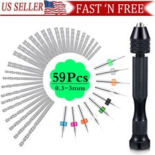59 Pcs Precision Pin Vise Tools Mini Micro Hand Twist Drill Bits Set Rotary Kit