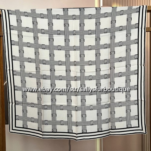 Sallys 18 Momme Sand Wash Heavy Twill Silk Wrap Shawl Stripes Print Scarf 35" - Picture 3 of 6