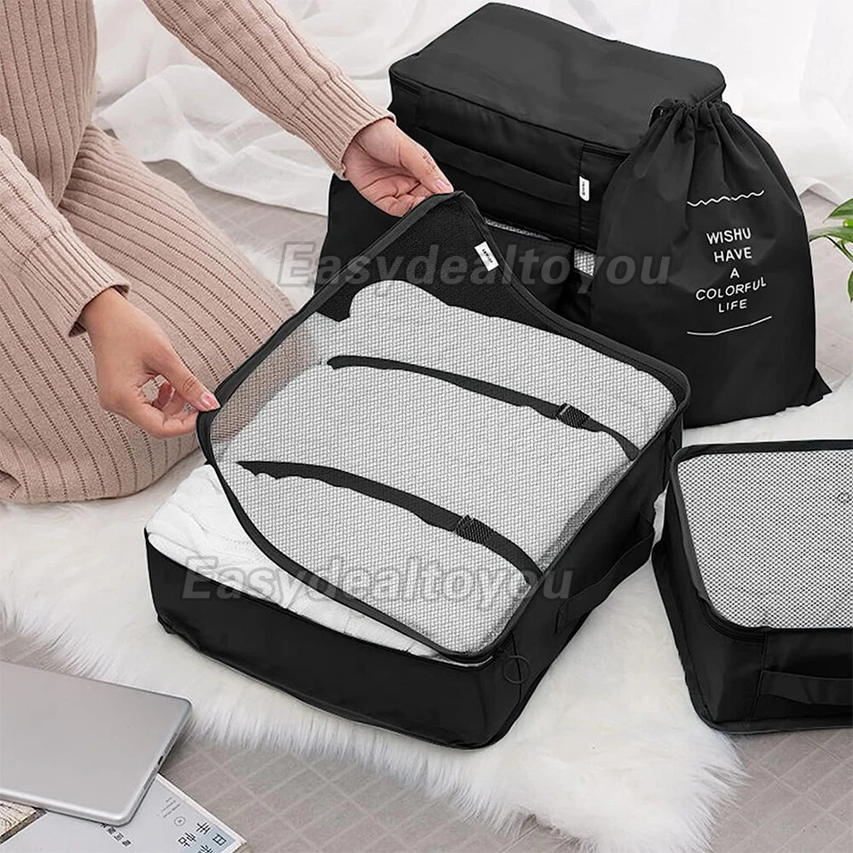 8Packing Cubes Travel Pouches Luggage Organiser Clothes Suitcase Storage Bag - image 4 of 4