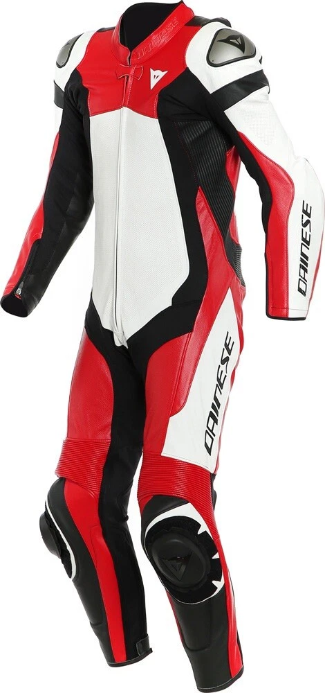Dainese Assen 2 White Red Perforated 1 Piece Leather Motorcycle