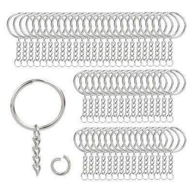 100Sets 1 inch Silver 1 keychain rings with open jump 