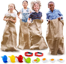 Outdoor Field Day Games, Potato Sack Race Bags for Kids and Adults, Egg and Spoo