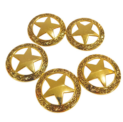 2 Stück Western-Conchos  Texas Star    Stern Gold-Finish 37mm Schraubzierniete