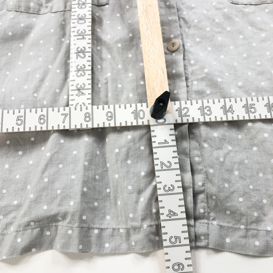 Vestido midi de lino grande 100 % lino para mujer gris a lunares Foto 4 de 4