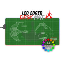 LED Desk Mat - Klingon Bird of Prey, Star Trek blueprint mousepad I RGB edged