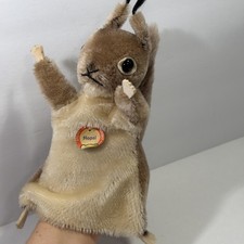 Vintage Steiff Hopsi Squirrel Hand Puppet Plush Stuffed Animal With Tag