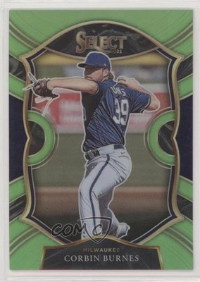 2021 Panini Select Concourse Neon Green Prizm 60/99 Corbin Burnes #100 4t6
