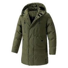 Men's Medium Long Winter Warm Business Hooded Padded Coat Parka Jacket Pockets