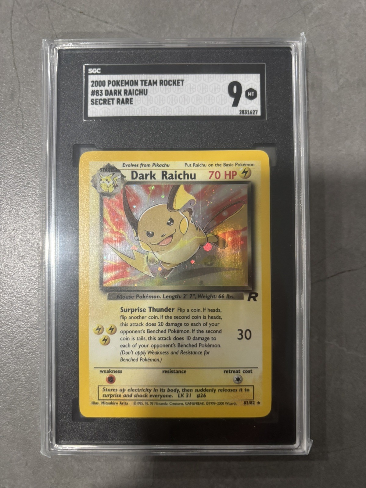 2000 POKEMON ROCKET #83 DARK RAICHU-HOLO SGC 9 Unlimited
