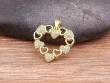 2Ct Round Cut Lab-Created Diamond Women's Heart Pendant 14K Yellow Gold Plated