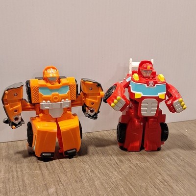 Playskool Transformers Rescue Bots 2 Robot Toys Red Fire Truck & Orange Vehicle