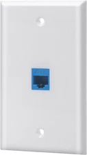 Ethernet Wall Plate, 1 Port Cat6 Keystone Female to Female - White