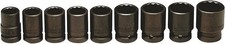 603 - 3/4Inch Drive 9 PCS Set- 12 Point Std. Imp. Sockets, 3/4Inch to 1-1/4Inch