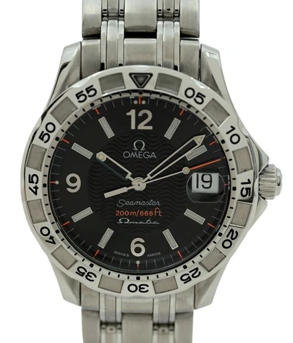Omega Men's 37mm Seamaster Omegamatic Swiss Autoquartz Black Dial Watch 2514.50!