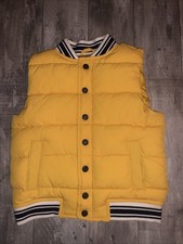 Janie and Jack Quilted Puffer Vest Boys Sz 3-4 Yellow Varsity Blue Trim EUC