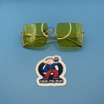 Yellow rimless sunglasses with gold frame Y2K 2000s 2000sFashion 