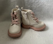 Cat  Jack Combat Boots Amaya Toddler Girls Sz 5 Lace Up Zipper Sparkle Ivory