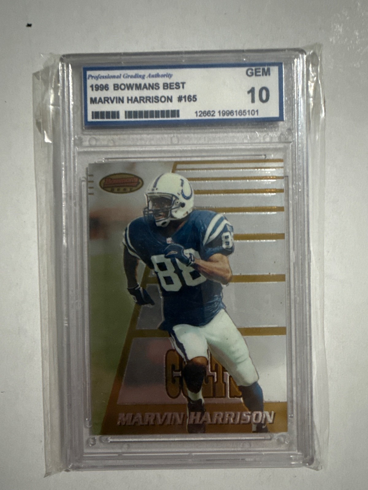 1996 Bowman's Best - Marvin Harrison #165 Rookie Card (RC) Graded PGA 10 Colts