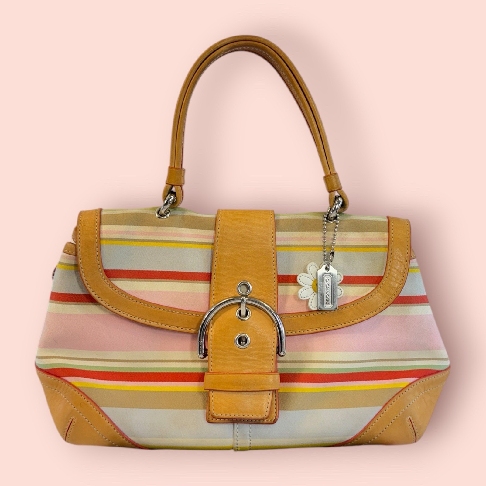 COACH Y2K Vintage Soho Hamptons Striped Daisy Satchel… - Gem