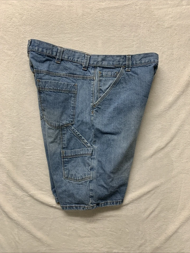 De Colección Y2K Antiguo Azul Marino Suelto Pintor Denim Carpintero Pantalones Cortos Para Hombres 38 Patinador Suelto Pantalones Cortos Foto 4 de 4