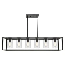 6-Light Chandeliers Black Finished Farmhouse Dining Room Lighting Fixtures Ha...