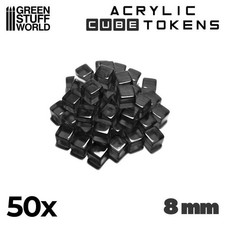Green Stuff World Schwarze Kubische Spielmarken 8mm (50) Acrylic Cube Tokens