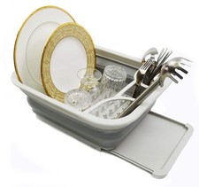 SAMMART Collapsible Dish Drainer with Drainer Board - Foldable Drying Rack Se...