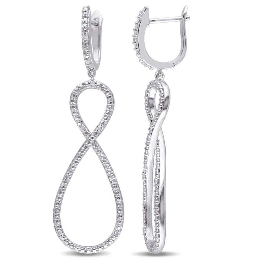 AMOUR 110 CT TW Diamond Infinity Earrings In Sterling Silver 29490₽