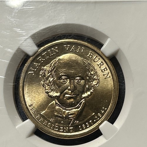 US 2008 $1 DOLLAR VAN BUREN $1 MISSING EDGE LETTERING ERROR COIN MS 65 - Picture 3 of 5