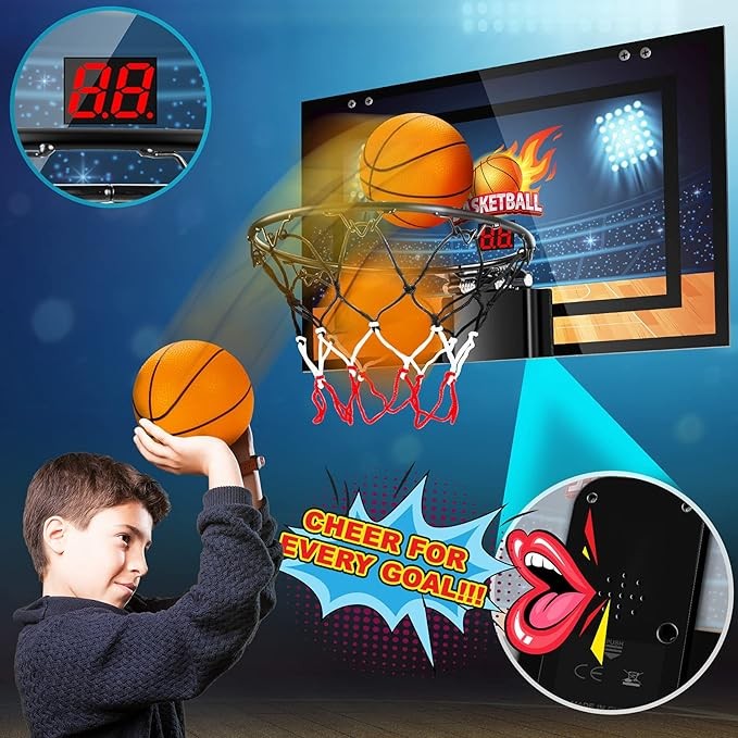TREYWELL Indoor Basketball Hoop Fan Backboards 3 Balls Batteries S901 - Black