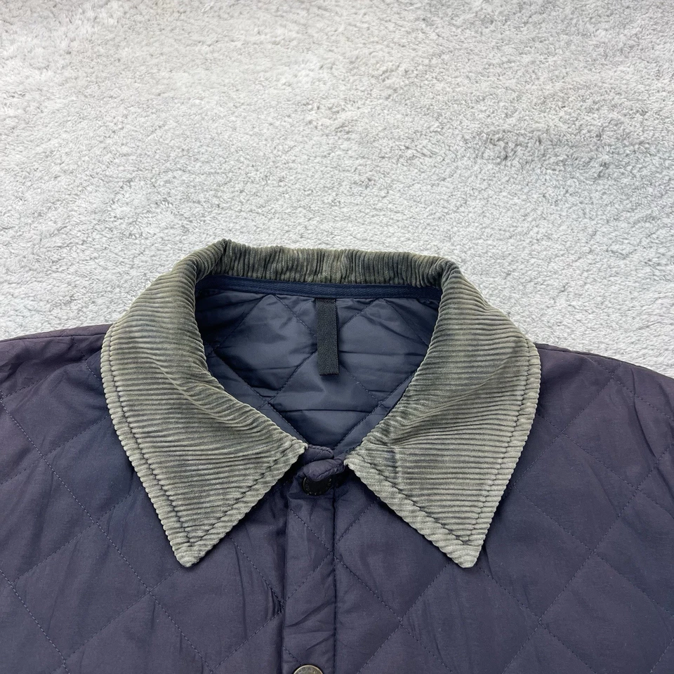 Vintage Barbour Herren Stepp Jacke Gr.M Blau Eskdale Halblang Mantel Winter LOGO - Bild 2 von 4