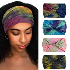 Wide Headbands Stretch Turban Knotted Hairbands Elastic Yoga Multicolor